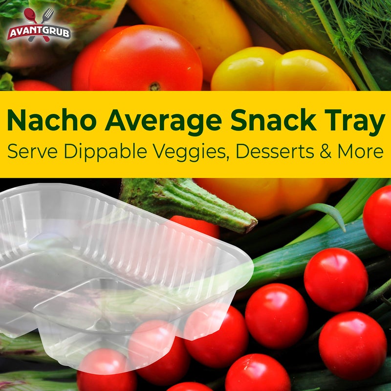 Avant Grub Anti-Spill, Large 6x8 Inch Plastic Nacho Trays 50 Pack. Reusable 2 Compartment Boats Great for Dips, Snacks, Fair Foods. Portable Nacho Chip Holders for School Carnivals, Parties, Concession Stands - Image 5